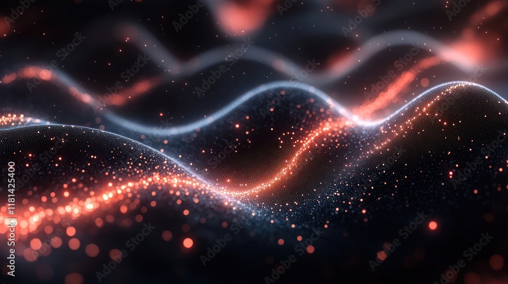 Abstract Digital Art: Glowing Particles and Waves Abstract Digital Art: Glowing Particles and Waves