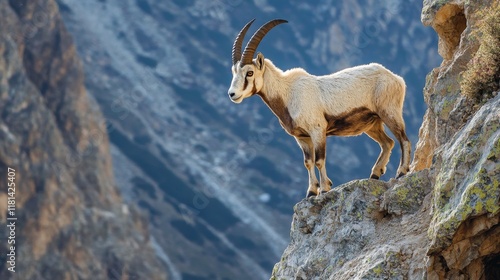 Majestic Mountain Goat on Rocky Summit photo