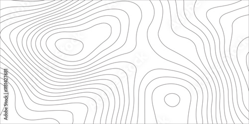 Abstract white contour wave lines topographic background, lines map seamless pattern, modern wallpaper texture and realistic design used for banner and posters, mountain relief geographic pattern.