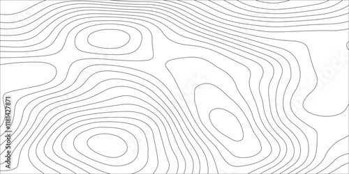 Abstract white contour wave lines topographic background, lines map seamless pattern, modern wallpaper texture and realistic design used for banner and posters, mountain relief geographic pattern.