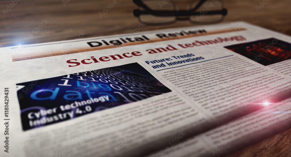 Obraz premium Science and technology newspaper on table