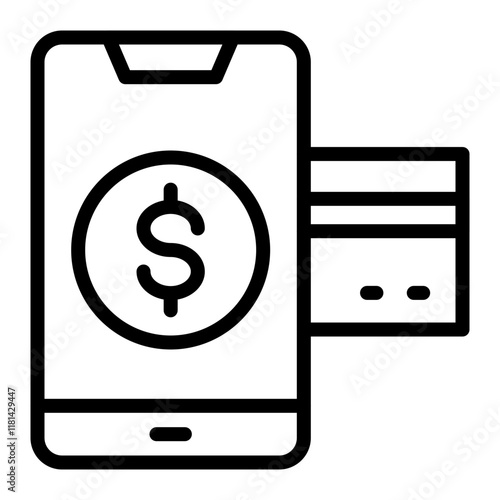 Mobile Payment Vector Line Icon Design