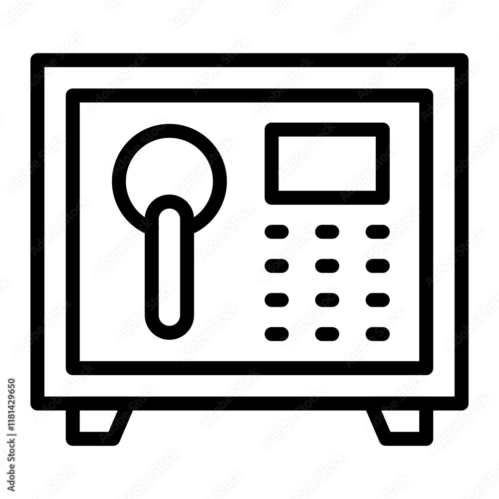 Safe Box Vector Line Icon Design Safe Box Vector Line Icon Design