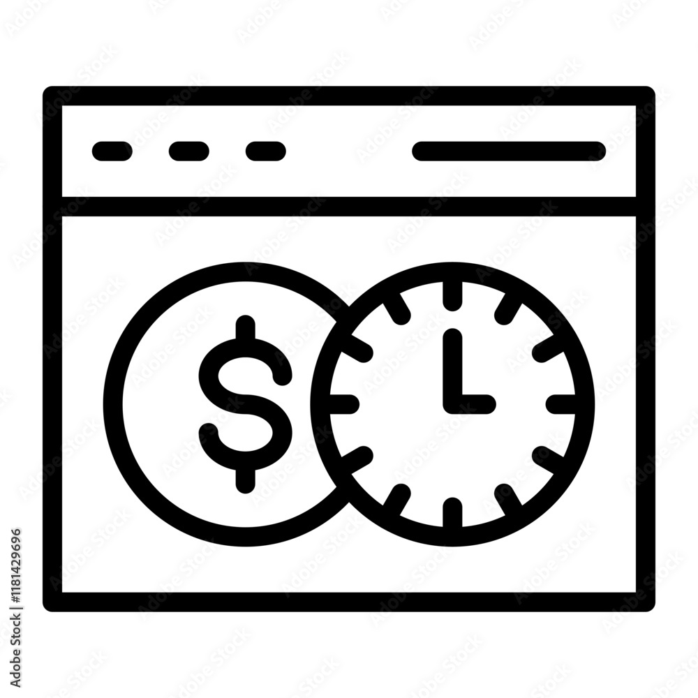 Time is Money Vector Line Icon Design Time is Money Vector Line Icon Design