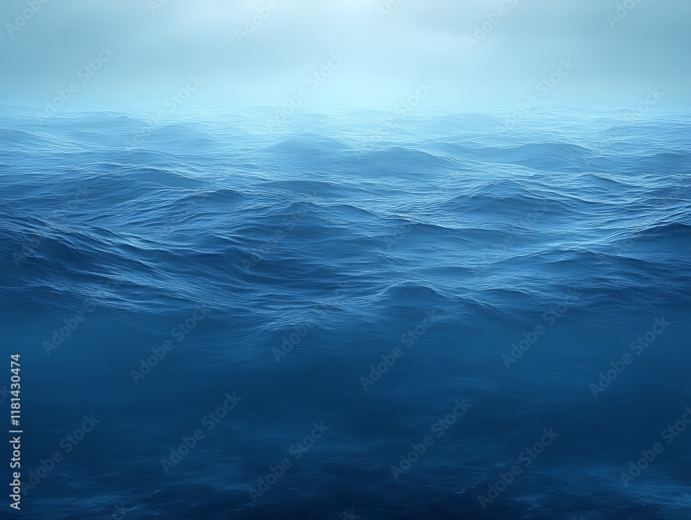 Fototapeta premium Calm ocean waves under a hazy sky.