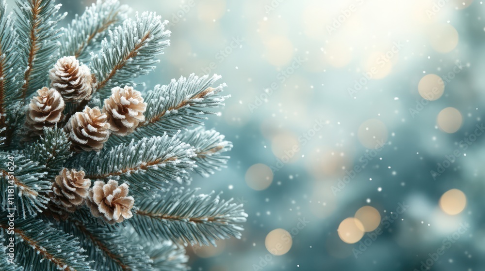 Winter Wonderland: A Frosty Pine Branch with Pinecones Winter Wonderland: A Frosty Pine Branch with Pinecones