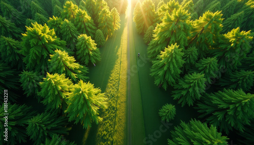 Serene Forest Pathway at Dawn photo