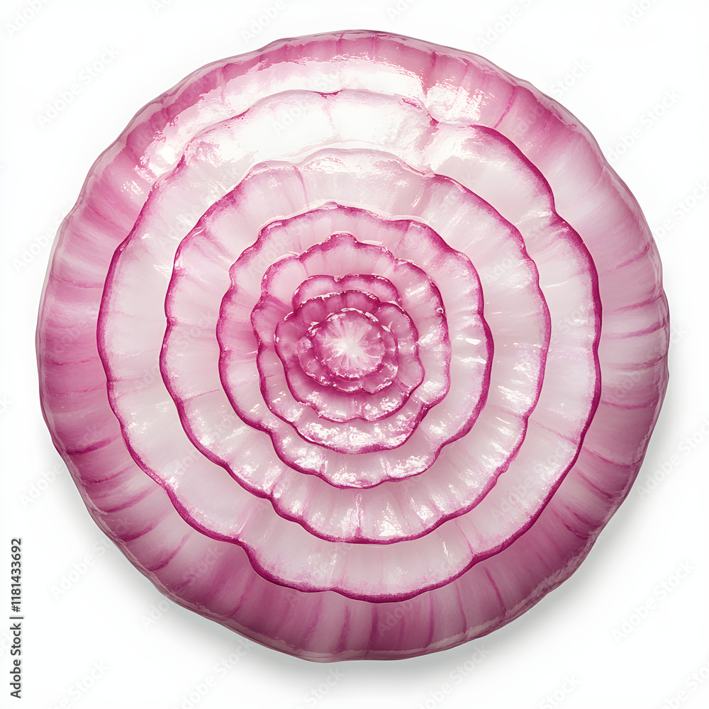 Fototapeta premium One onion isolated on a white background, top view, ultra-realistic photography. 