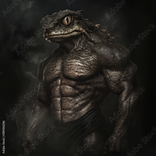 Muscular Frog-Human Hybrid with Intense Stare
 photo