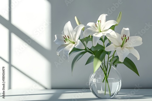 Wallpaper Mural Elegant White Lilies in a Glass Vase, Perfect for Spring Decor Torontodigital.ca