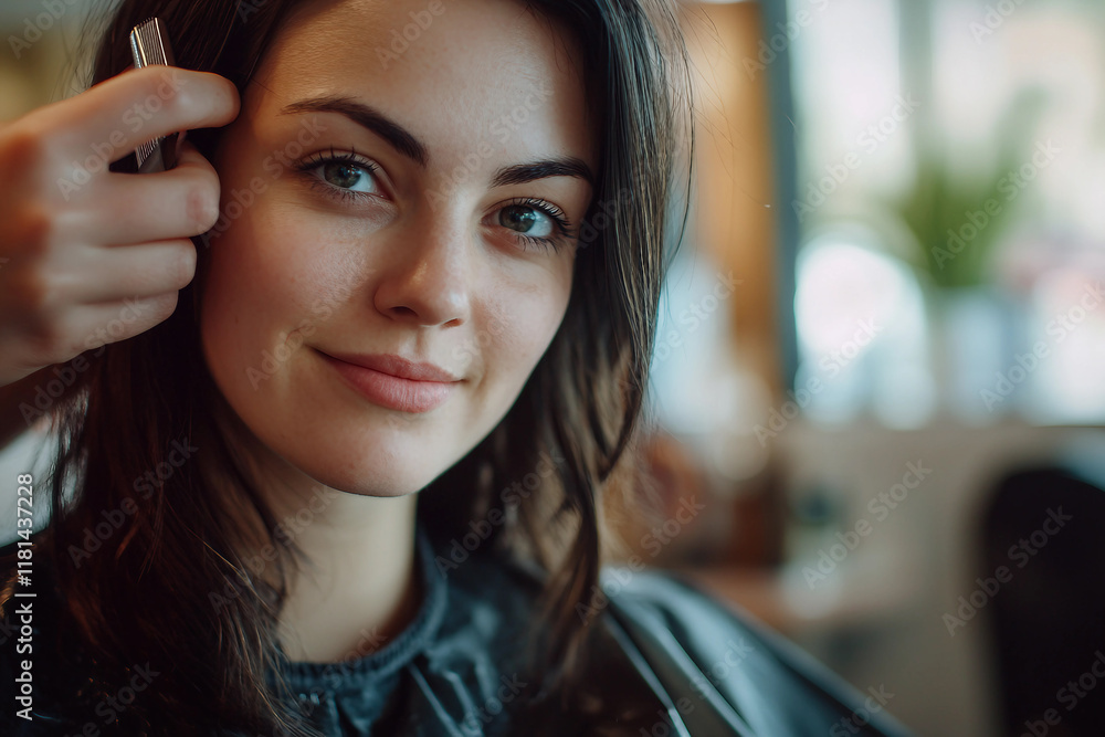 Woman get her hair style in a salon generative ai Woman get her hair style in a salon generative ai