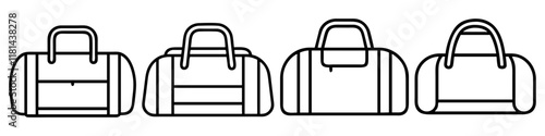 duffel bags 01 01 icon, Accessories line art, Accessories vector - simple black line art icon of duffel bags 01 01 perfect for logos, and Accessories-themed designs.