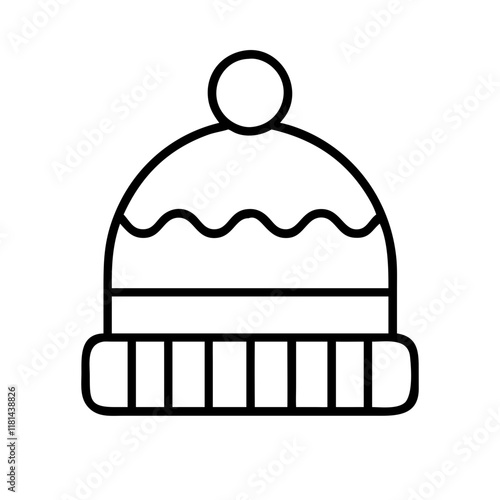 beanies icon, Accessories line art, Accessories vector - simple black line art icon of beanies perfect for logos, and Accessories-themed designs.