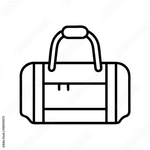 duffel bags icon, Accessories line art, Accessories vector - simple black line art icon of duffel bags perfect for logos, and Accessories-themed designs.