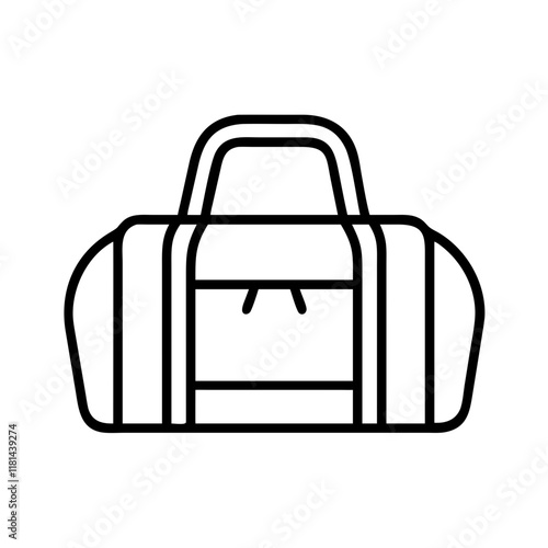 duffel bags icon, Accessories line art, Accessories vector - simple black line art icon of duffel bags perfect for logos, and Accessories-themed designs.