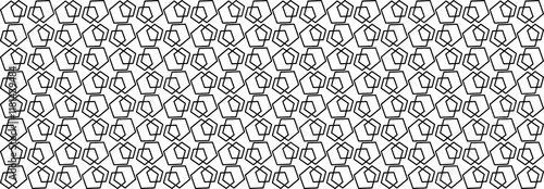 Abstract Geometric pattern, Outlines, pentagon, Illustration, vector, alternating overlapping, orderly arrangement background, black and white, banner, website, template, dark.