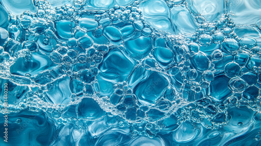 Close-up of blue liquid with intricate bubble formations Close-up of blue liquid with intricate bubble formations