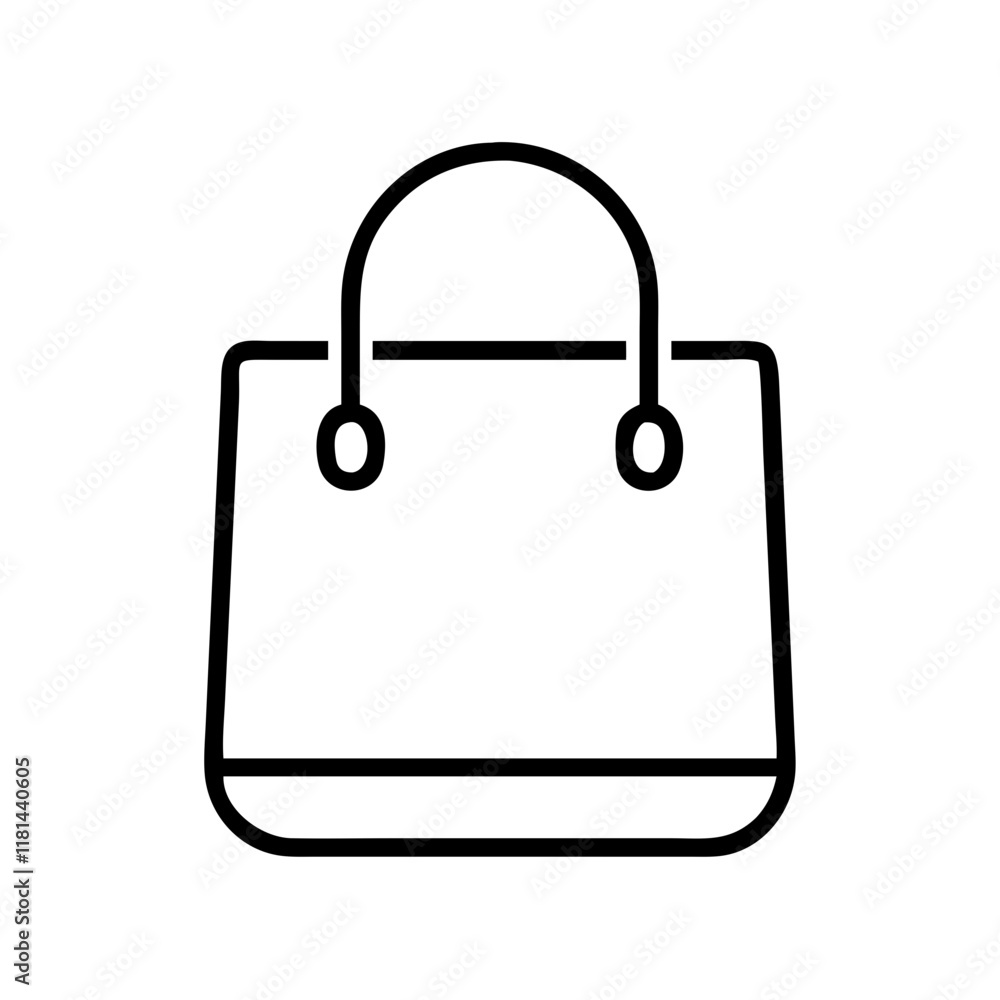 tote bags icon, Accessories line art, Accessories vector - simple black line art icon of tote bags perfect for logos, and Accessories-themed designs.