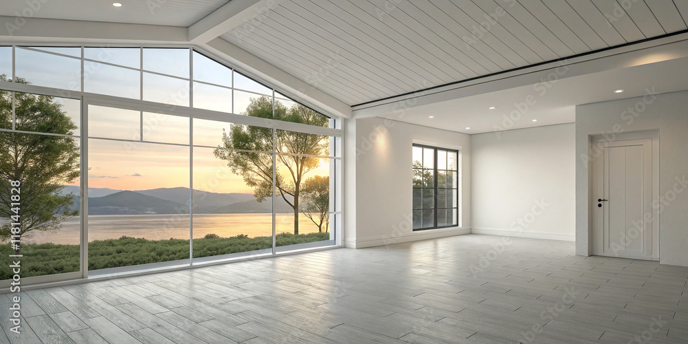Fototapeta premium A Stunning 3D Rendering of a Modern House Showcasing an Empty Interior
