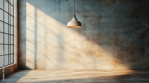 Contemporary interior with warm lighting and minimalist design in urban envir...