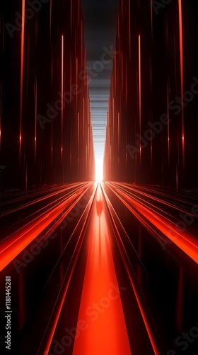 Digital technology red and orange linear lines poster background