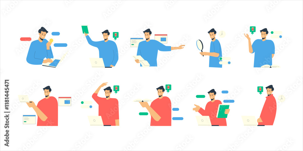 Digital Learning and Educational Technology Illustration Digital Learning and Educational Technology Illustration