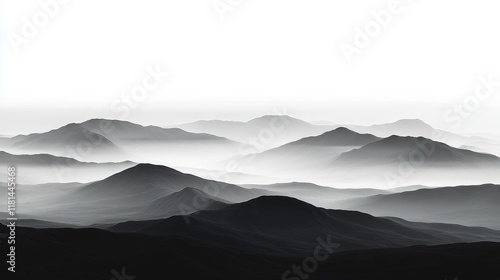 Majestic cliff rising from foggy landscape during early morning hours in a re...