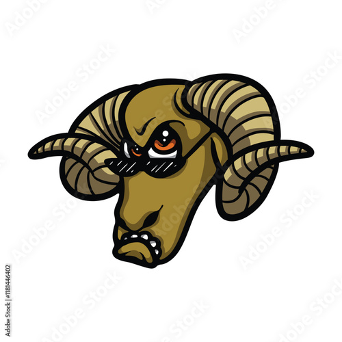 Angry goat cartoon vector illustration