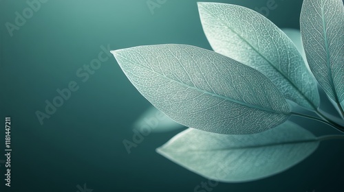 Golden leaf glistening in soft light against blurred blue background captures...