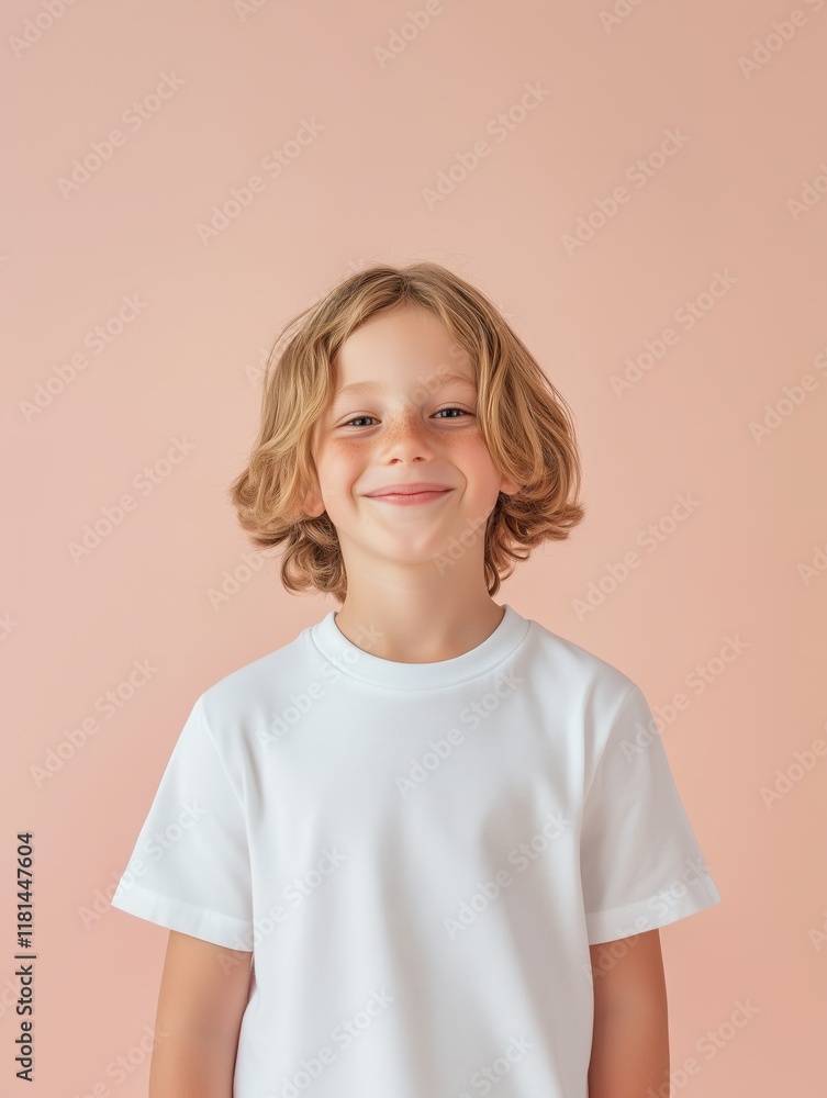 a boy in white tee shirt mock up fashion studio presentation a boy in white tee shirt mock up fashion studio presentation