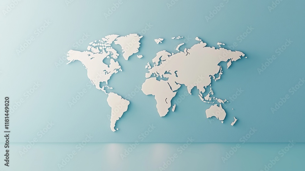 Naklejka premium Artistic origami desk installation a glowing world map for modern interiors