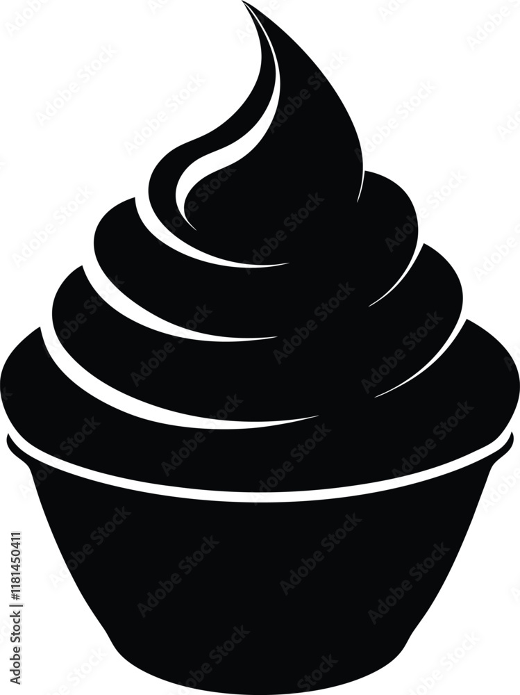 Whipped cream silhouette isolated on white background. Cream sign vector illustration design Whipped cream silhouette isolated on white background. Cream sign vector illustration design
