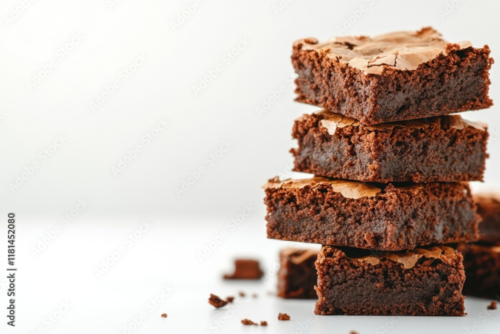 Irresistible homemade brownies stack kitchen table sweets dessert photography bright and minimalist environment close-up viewpoint tempting concept for sweet lovers Irresistible homemade brownies stack kitchen table sweets dessert photography bright and minimalist environment close-up viewpoint tempting concept for sweet lovers