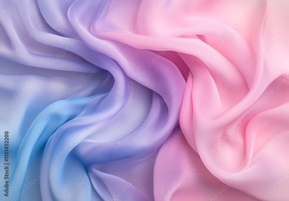 Fototapeta premium Holographic satin cloth, pastel-colored background, pink and blue hues