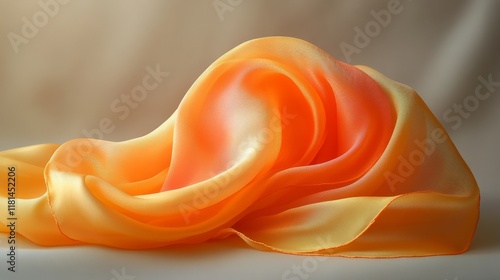 Soft orange silk scarf draped elegantly on a neutral background showcasing de...