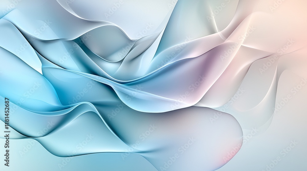 Fototapeta premium Abstract Pastel Blue and Pink Swirling Waves Fluid Design Modern Background