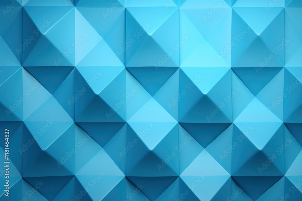 Obraz premium Blue triangular faceted wall