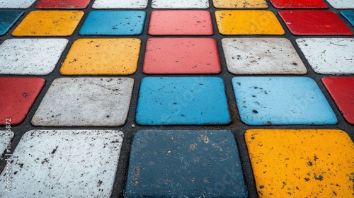 Colorful tiles arranged in a grid pattern displaying various textures and hues
