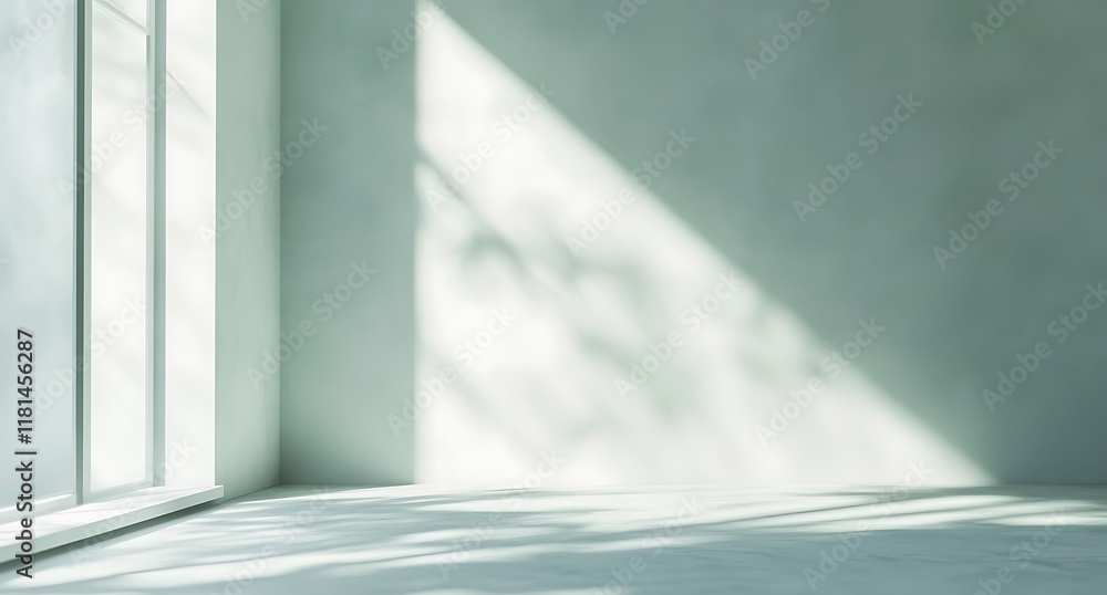 Obraz premium Soft green gradient background with subtle sun rays