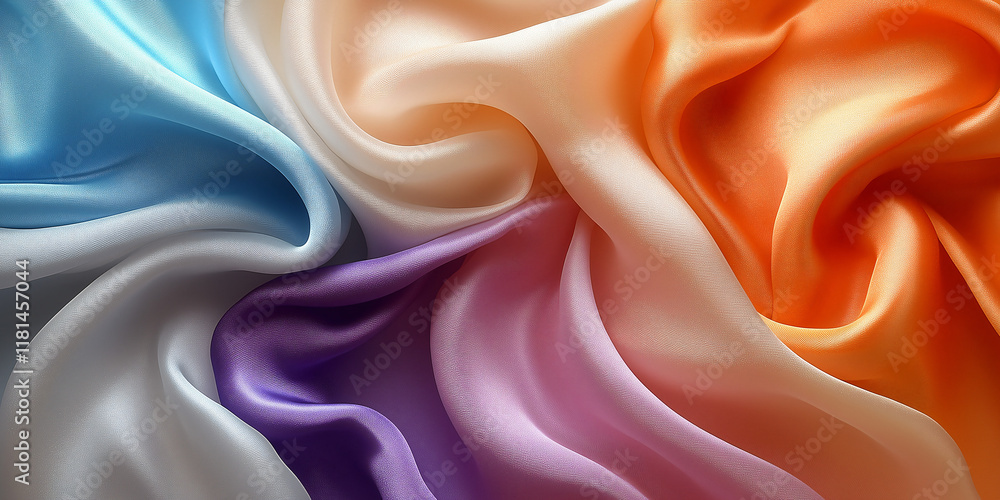 Fototapeta premium Colorful Flowing Silk Fabric Background