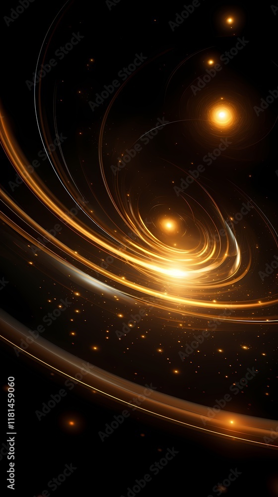 Fototapeta premium Digital technology black gold glowing circle poster background