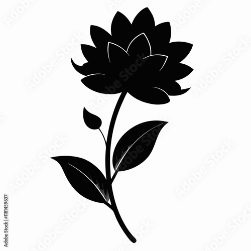 Flower Reverie black silhouette vector
