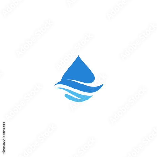 fresh water clean pure logo. drop water logo vector design. blue aqua water wave