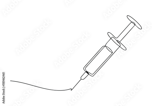 Continuous One-Line Drawing of a Syringe - Minimalist Medical Art