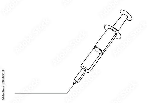 Continuous One-Line Drawing of a Syringe - Minimalist Medical Art