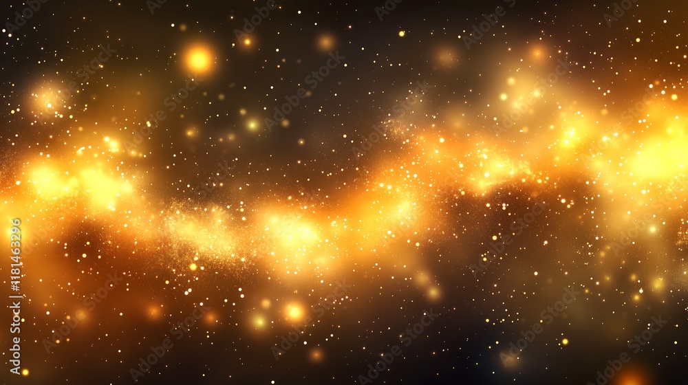 Fototapeta premium A mesmerizing cosmic scene filled with shimmering stars and a golden nebula.