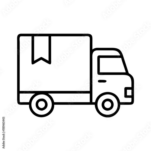 box truck icon, vehicle line art, vehicle vector - simple black line art icon of box truck perfect for logos, and vehicle-themed designs.