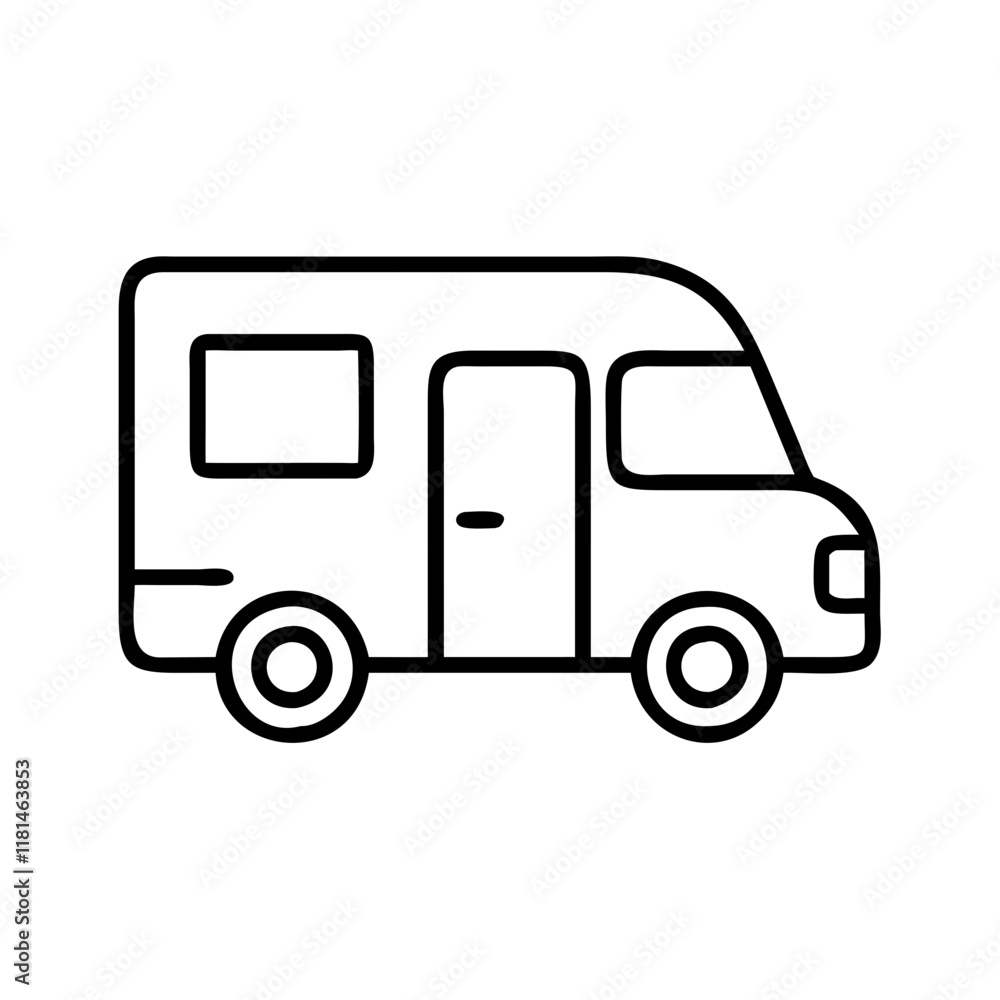 camper van icon, vehicle line art, vehicle vector - simple black line art icon of camper van perfect for logos, and vehicle-themed designs. camper van icon, vehicle line art, vehicle vector - simple black line art icon of camper van perfect for logos, and vehicle-themed designs.
