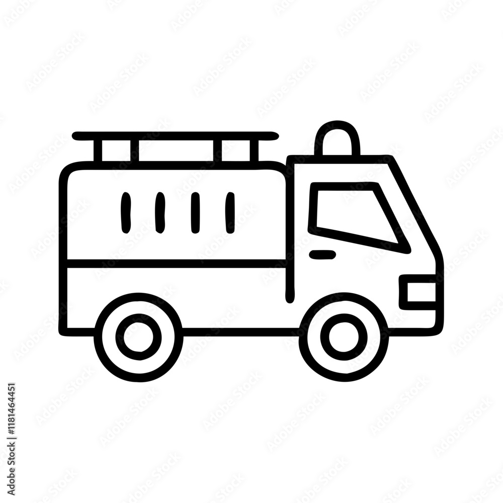 fire truck icon, vehicle line art, vehicle vector - simple black line art icon of fire truck perfect for logos, and vehicle-themed designs. fire truck icon, vehicle line art, vehicle vector - simple black line art icon of fire truck perfect for logos, and vehicle-themed designs.