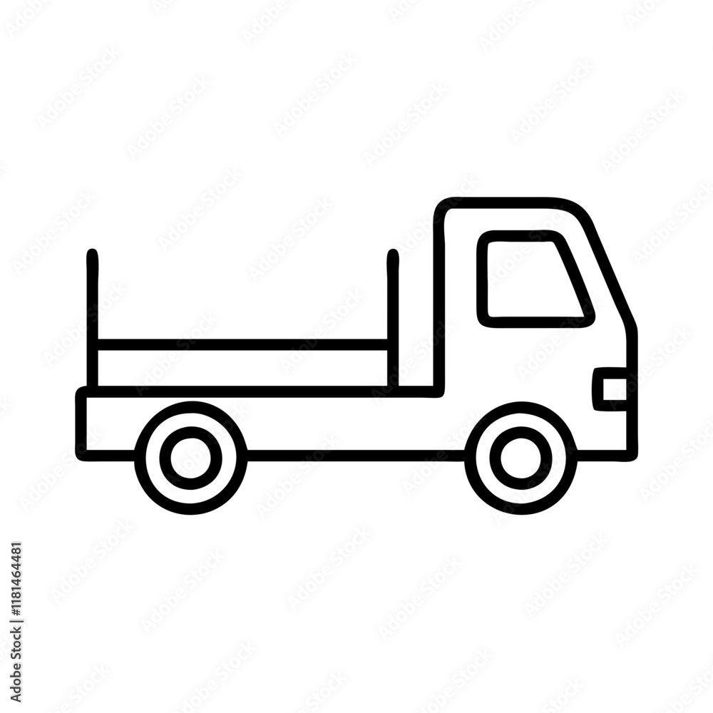 flatbed truck icon, vehicle line art, vehicle vector - simple black line art icon of flatbed truck perfect for logos, and vehicle-themed designs. flatbed truck icon, vehicle line art, vehicle vector - simple black line art icon of flatbed truck perfect for logos, and vehicle-themed designs.
